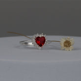 Anel de Prata 925 Coração com Zircônias - Joias Prata Viva