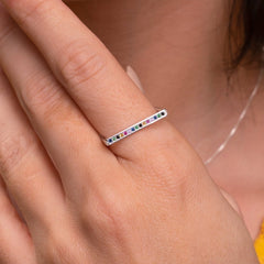 Anel Quadrado Cores de Prata 925 - Joias Prata Viva