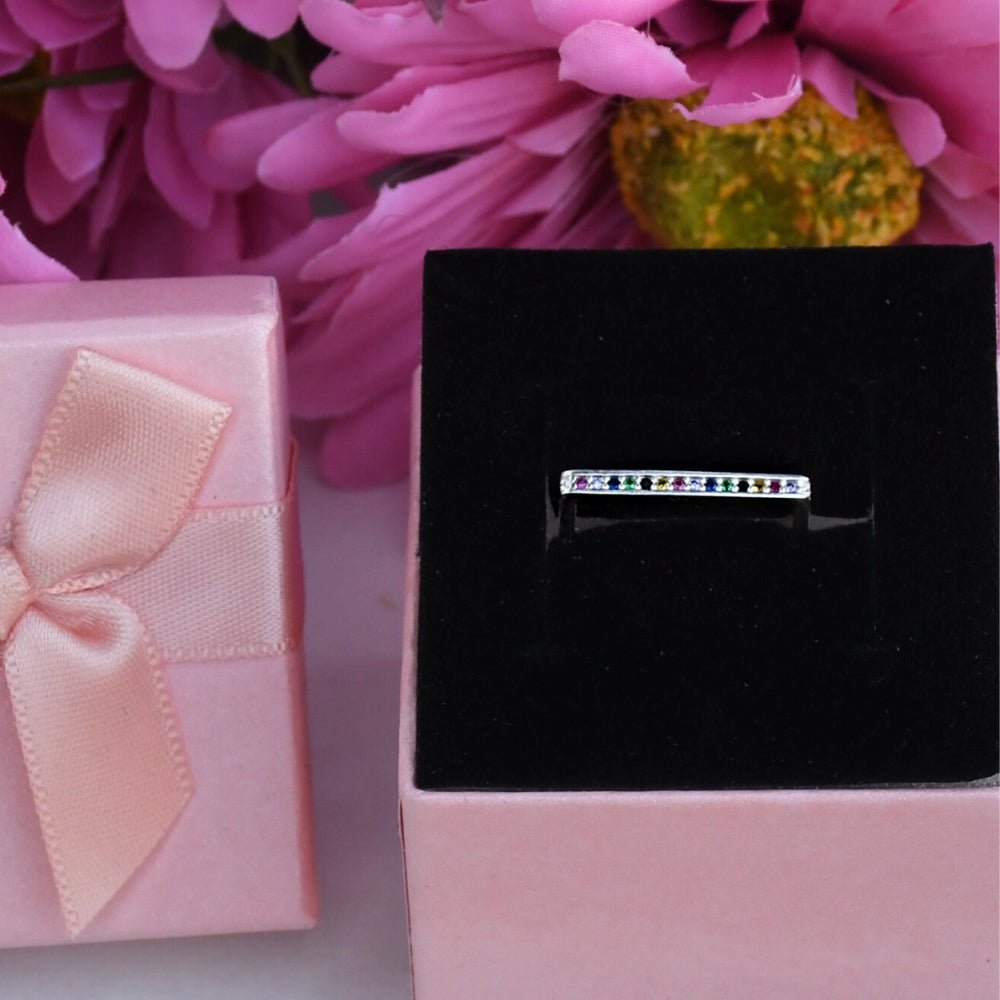 Anel Quadrado Cores de Prata 925 - Joias Prata Viva