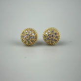 Redondinho Cravejado - Brincos Banho de Ouro 18K