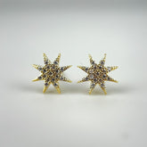Estrela Cravejado - Brincos Banho de Ouro 18K