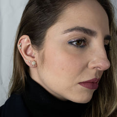 Estrela Cravejado - Brincos Banho de Ouro 18K