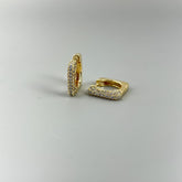 Quadrado Cravejado - Brincos Banho de Ouro 18K