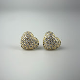 Coração Cravejado - Brincos Banho de Ouro 18K