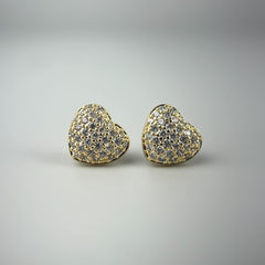 Coração Cravejado - Brincos Banho de Ouro 18K
