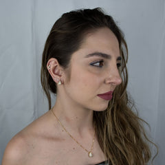 Colar e Brincos Banhados a Ouro 18k Gotas Cravejadas