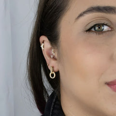 Alta Fusão Cravejado - Brincos Banho de Ouro 18K