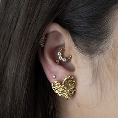 Coração Galhos - Brincos Banho de Ouro 18K