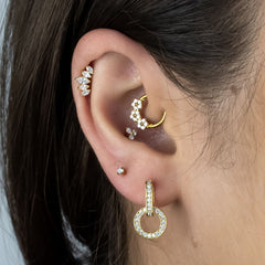 Alta Fusão Cravejado - Brincos Banho de Ouro 18K