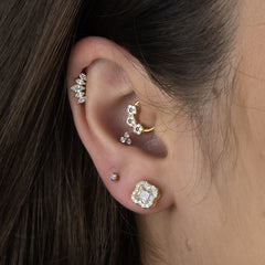 Trevo Cravejado - Brincos Banho de Ouro 18K