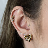 Coração Brilhante - Brincos Banho de Ouro 18K