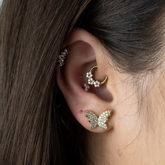 Borboleta Grande - Brincos Banho de Ouro 18K