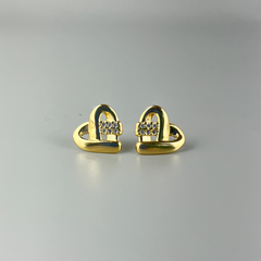 Coração Brilhante - Brincos Banho de Ouro 18K