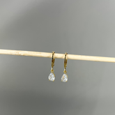 Gota Cristal - Brincos Banho de Ouro 18K