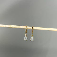 Gota Cristal - Brincos Banho de Ouro 18K