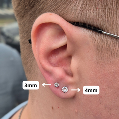 Trio de Brincos de Titânio Natural Antialérgico com Zircônia (Kit 3 pares)