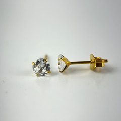 Brinco de Titânio Dourado Antialérgico com Zircônia (par)