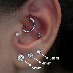 Trio de Brincos de Titânio Natural Antialérgico com Zircônia (Kit 3 pares)