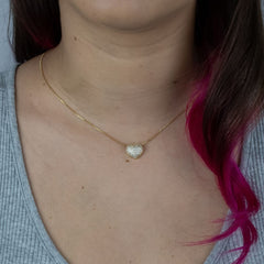 Colar e Brincos Banhados a Ouro 18k Corações Cravejados