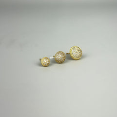 Redondinho Cravejado (Trio) - Brincos Banho de Ouro 18K