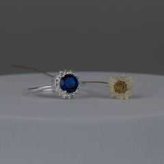 Anel Solitário de Prata 925 Zircônia Radiante Azul - Joias Prata Viva