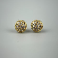 Redondinho Cravejado (Trio) - Brincos Banho de Ouro 18K