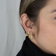 Retangular Articulado (Trio) - Brincos Banho de Ouro 18K