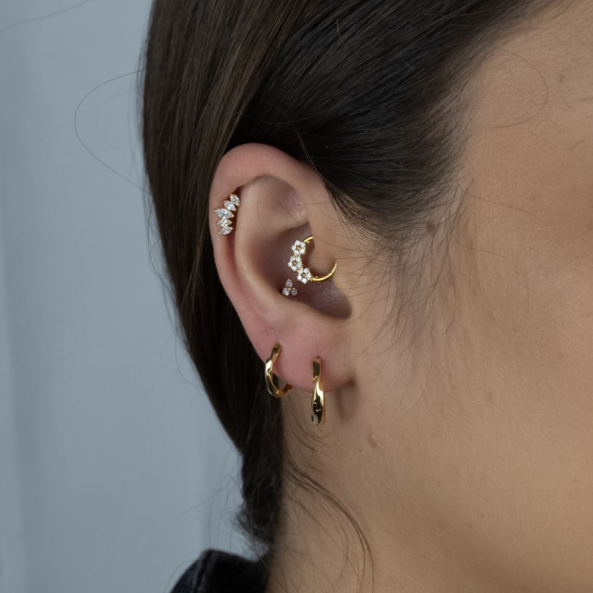 Torcido (Trio) - Brincos Banho de Ouro 18K