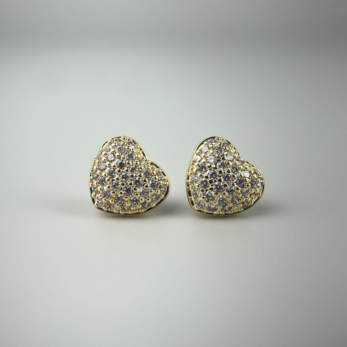 Colar e Brincos Banhados a Ouro 18k Corações Cravejados