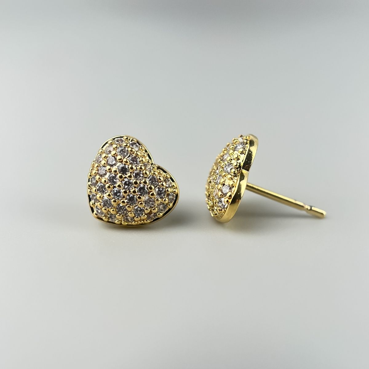 Colar e Brincos Banhados a Ouro 18k Corações Cravejados
