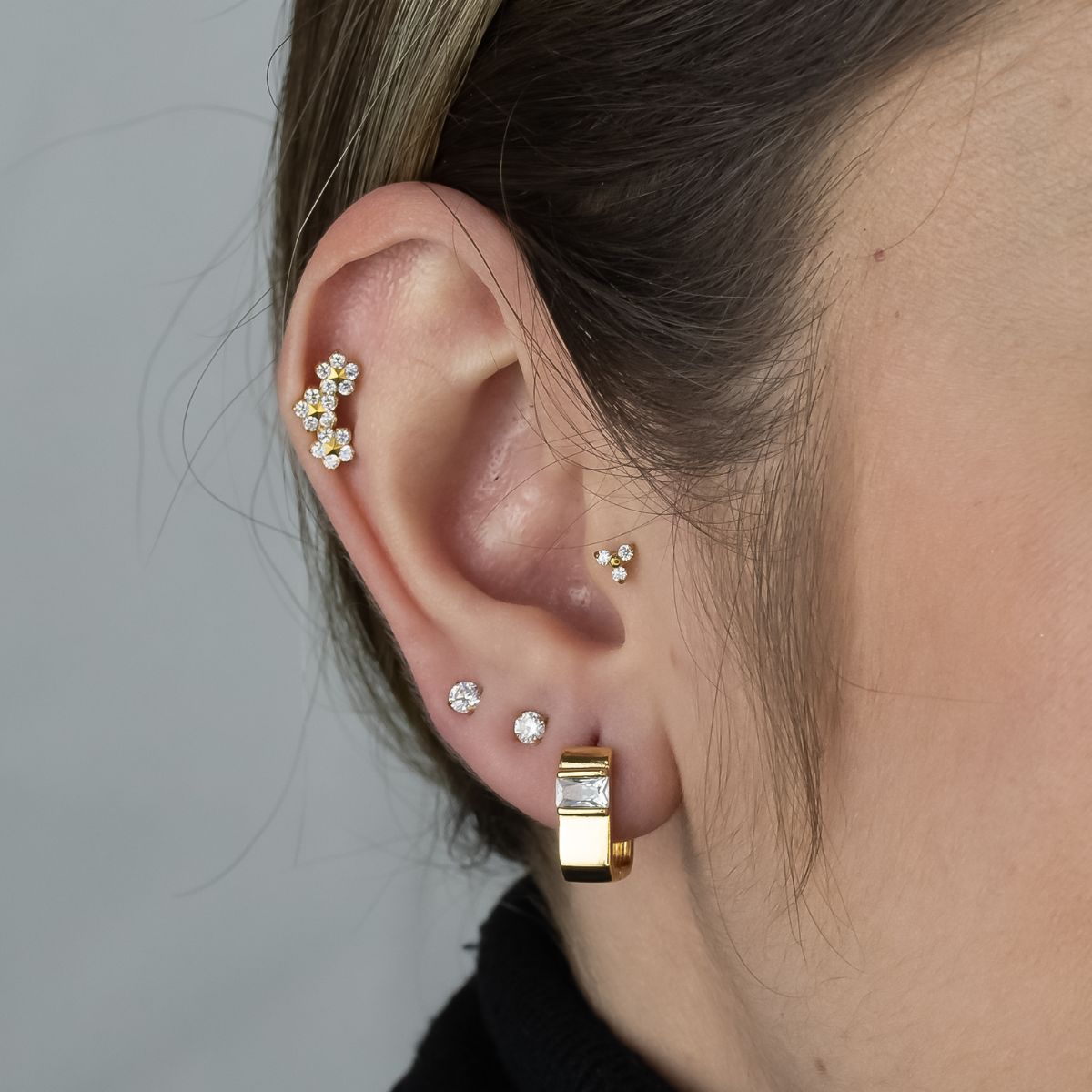 Articulado Zircônias - Brincos Banho de Ouro 18K