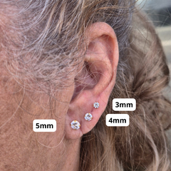 Trio de Brincos de Titânio Dourado Antialérgico com Zircônia (Kit 3 pares)