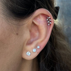 Trio de Brincos de Titânio Dourado Antialérgico com Zircônia (Kit 3 pares)