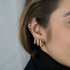 Quadrado Cravejado - Brincos Banho de Ouro 18K