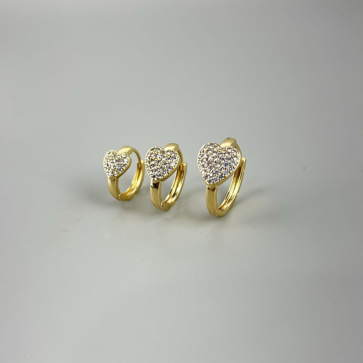 Coração Articulado (Trio) - Brincos Banho de Ouro 18K